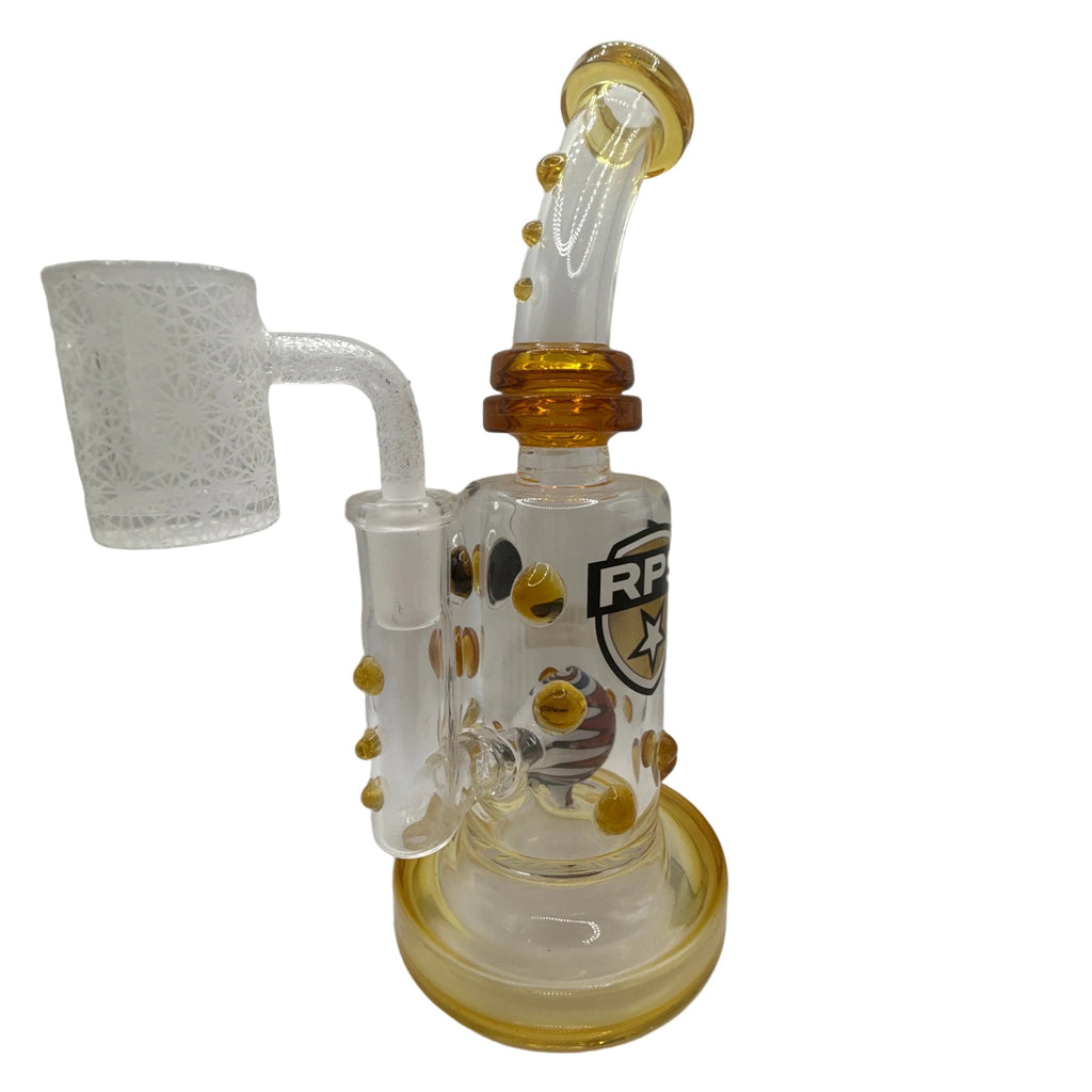 RPS Mini Bent Neck Dab Rig w/ Fixed Perc (Amber Accents)