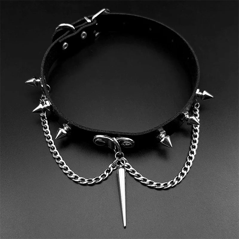 Gothic Spiked Chain Choker Collar
