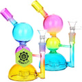 SeshGear Double Bubble Glass Water Pipe - 7" / 14mm F / Colors Vary 2ct