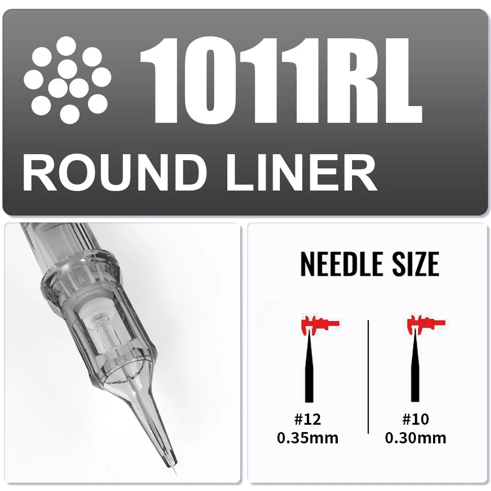 Yilong 20Pcs/Box Tattoo RL Cartridges Permanent Makeup Round Liner 0.25/0.30/0.35/0.40mm Needles For Tattoo Machines Supplies