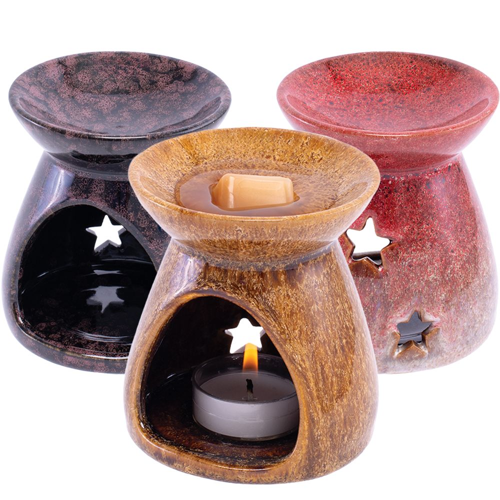 Fujima Reactive Glaze Ceramic Oil or Wax Burner - 3.8" / 4ct