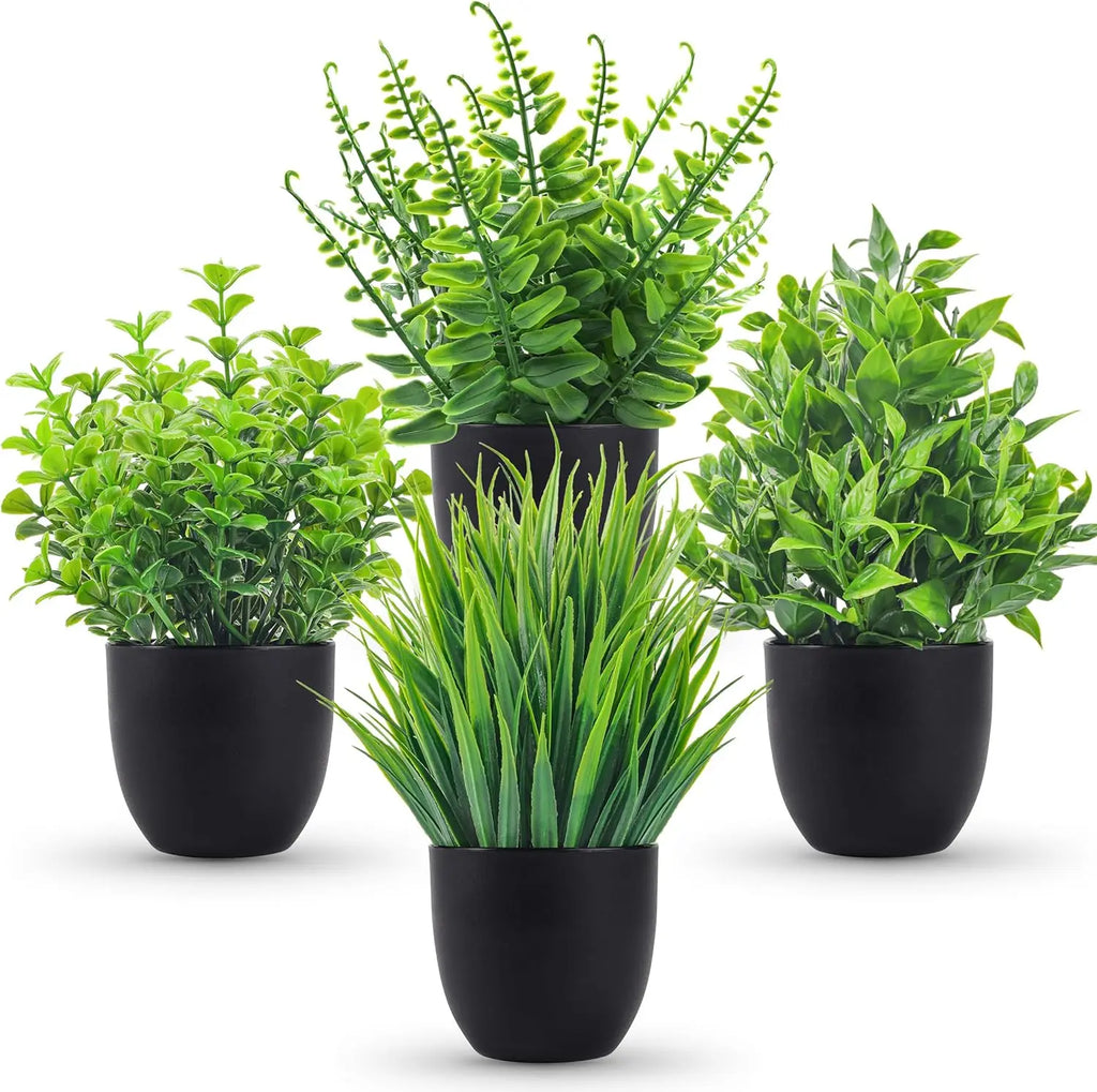 4 Packs Artificial Rose Fake Plants Small Faux Decor
