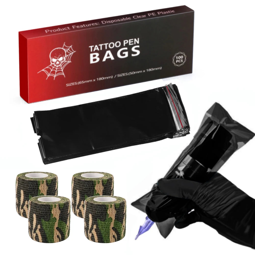 Tattoo Pen Covers with Tape Wrap