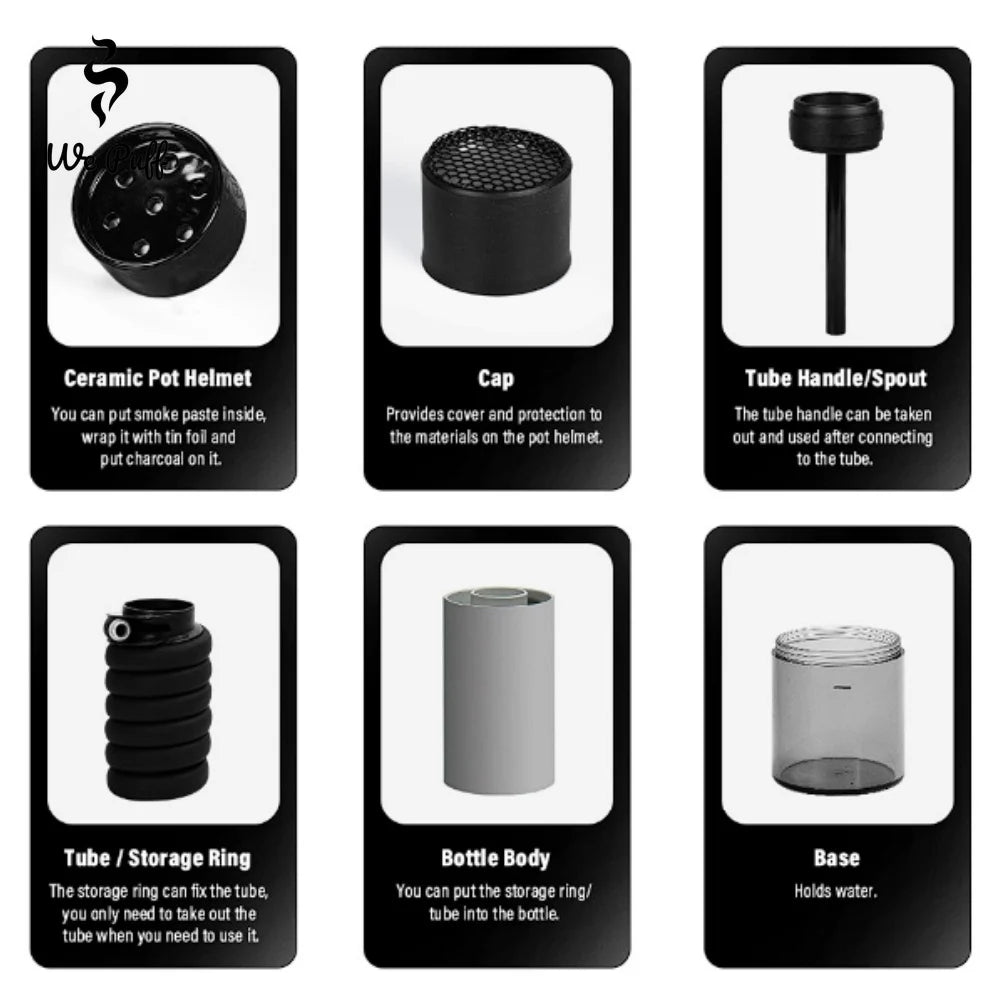 Acrylic 25cm Smoking Pipe Hookah Set with Ceramic Tobacco Grass Bowl Cigarette Holder Portable Shisha Pipa kit Gadgets for men