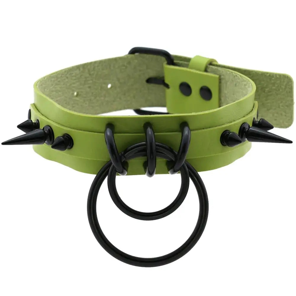 Gothic Punk Double O-Ring Spike Choker
