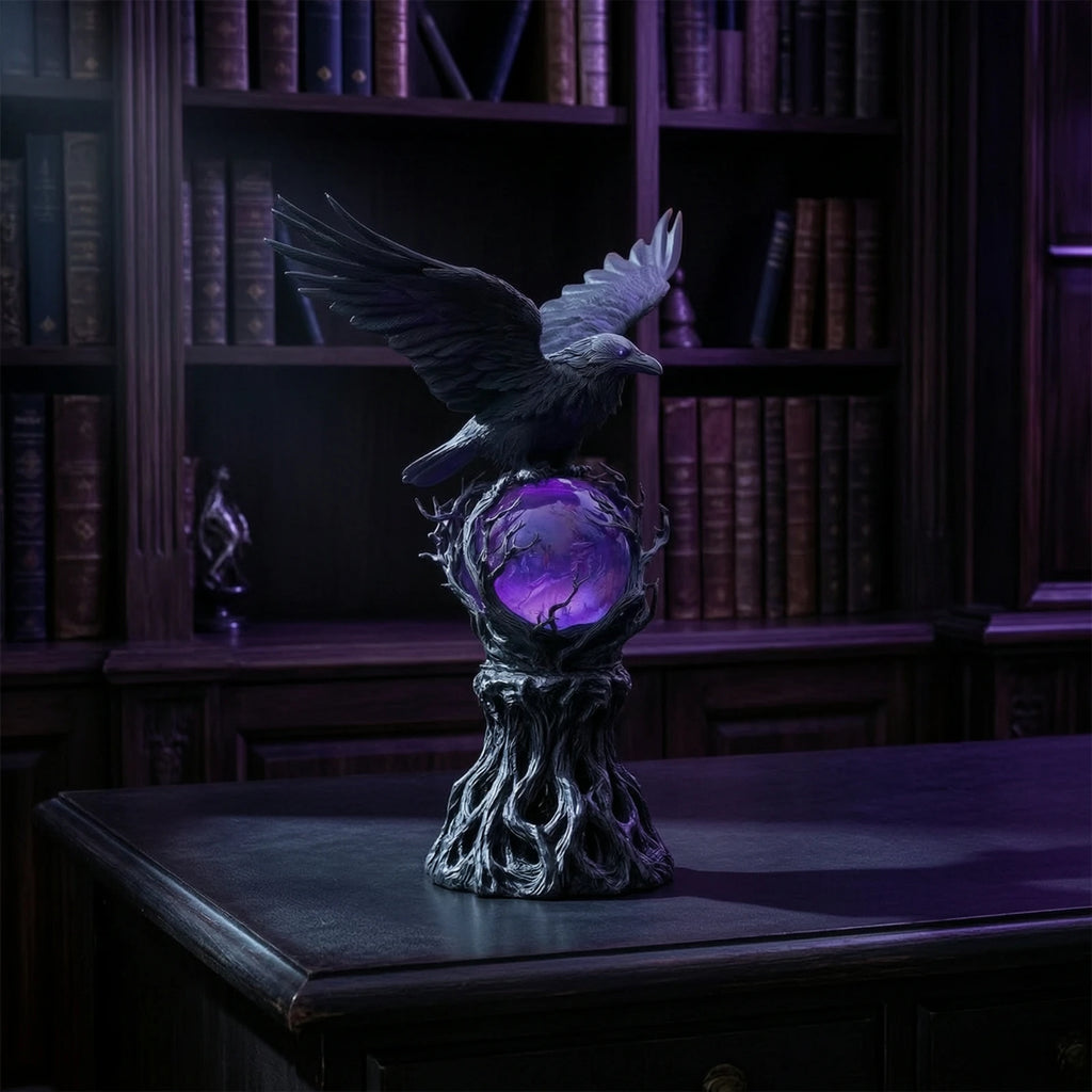 Gothic Raven Purple Crystal Ball LED Night Light