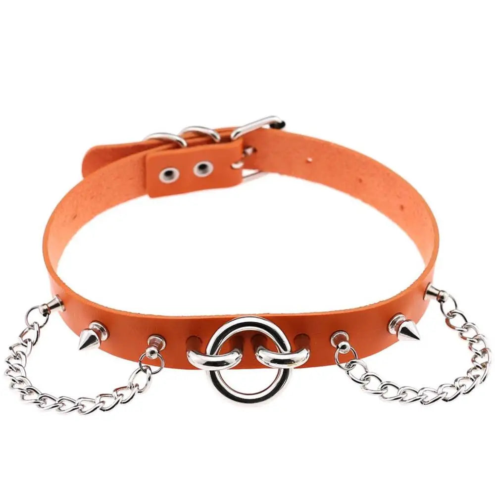 Gothic O-Ring & Chain Choker Collar