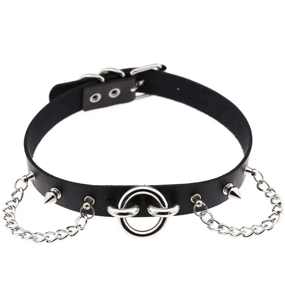 Gothic O-Ring & Chain Choker Collar