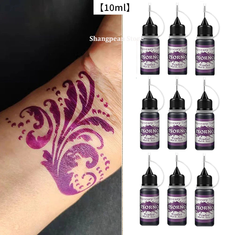 9-Pack 10ml Henna Temporary Tattoo Cones