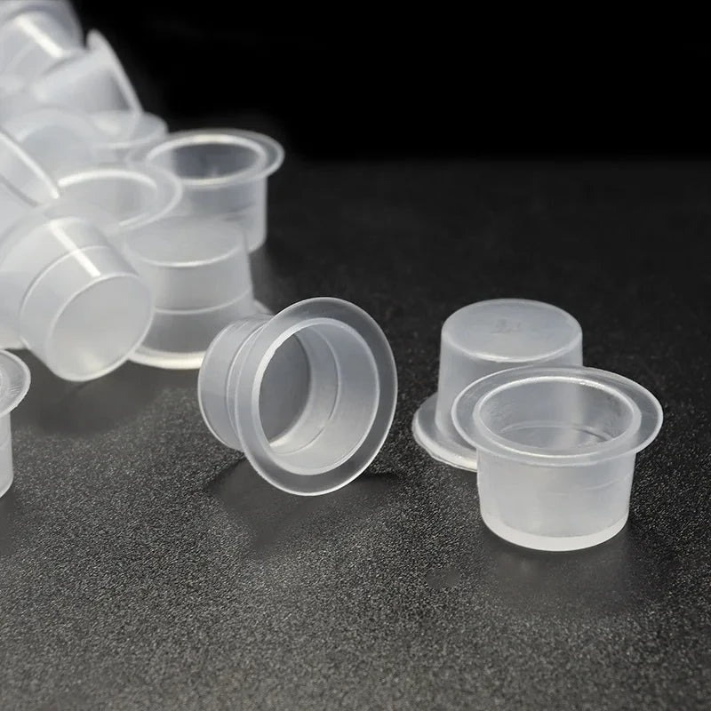 100pcs Tattoo Large Medium Small Ink Pigment Cup Ring transparent Microblading Cap Lip Eyebrow PMU Bleaching Supplies Cream