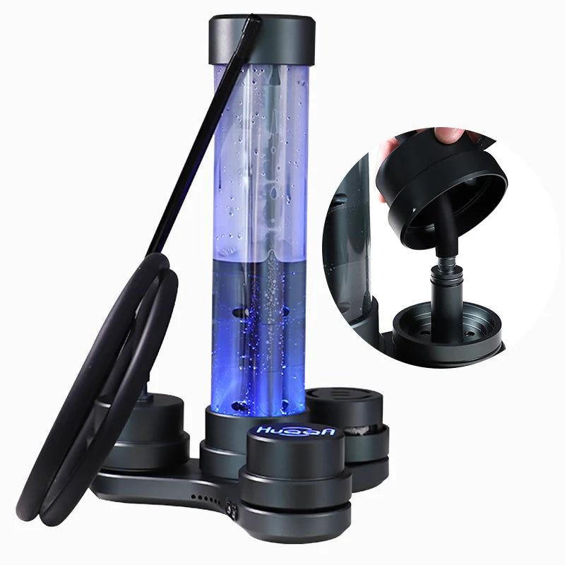 2024 New Fashion Aluminum Alloy Hookah With Colorful Led Light Luxury Smoking Shisha Set