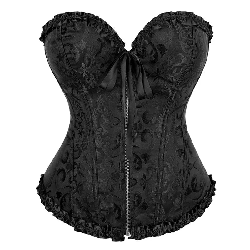 Vintage Gothic Jacquard Overbust Corset