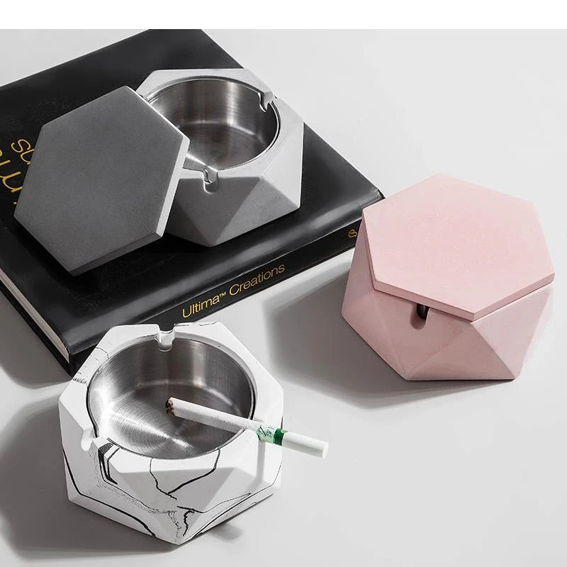 Car Ashtray Cement Drop Resistance Ash Tray Holder Gift for Boyfriend Ashtrays with Lids Decoration