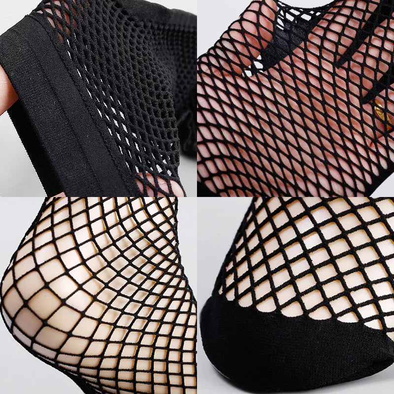 BONAS 2pcs Women's Black Fishnet Socks Breathable Mesh Lace Fish Net Short Socks Harajuku Sexy Hollow Nets Socks Ladies Sweet