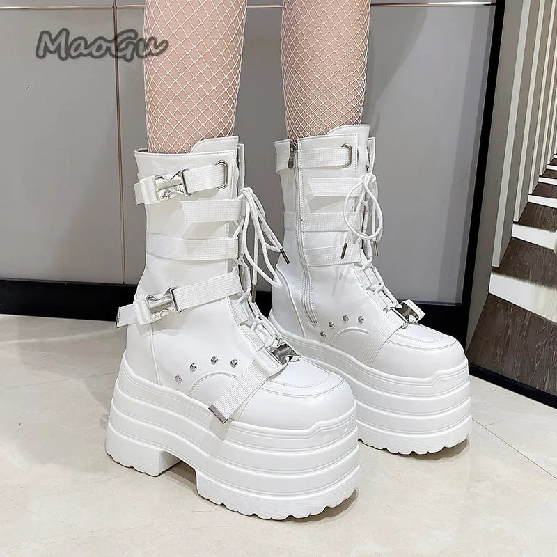 Women’s Gothic Buckle Mega Platform Boots