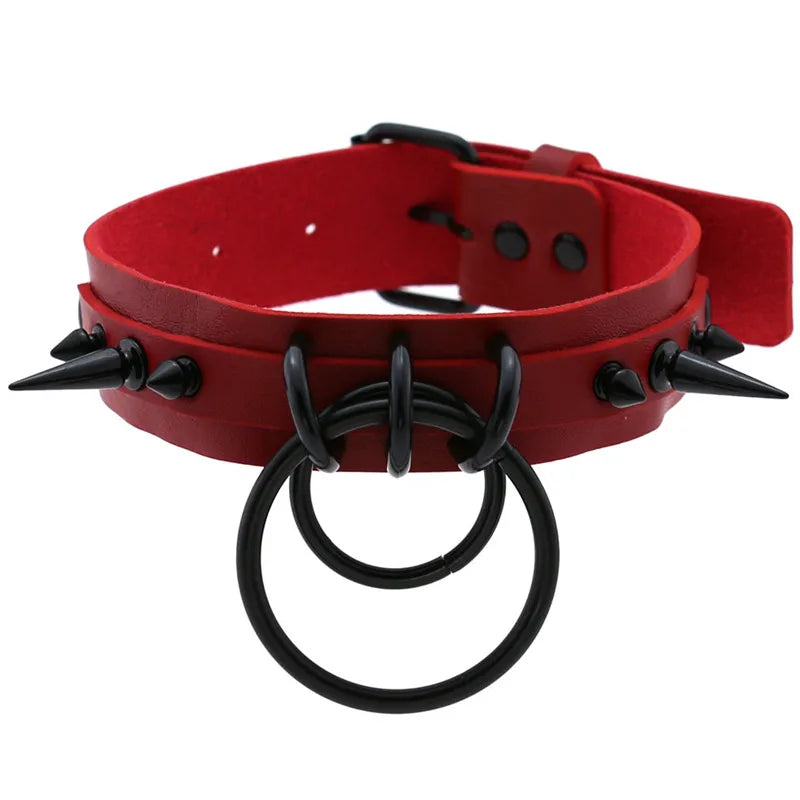 Gothic Spiked O-Ring Choker Collar