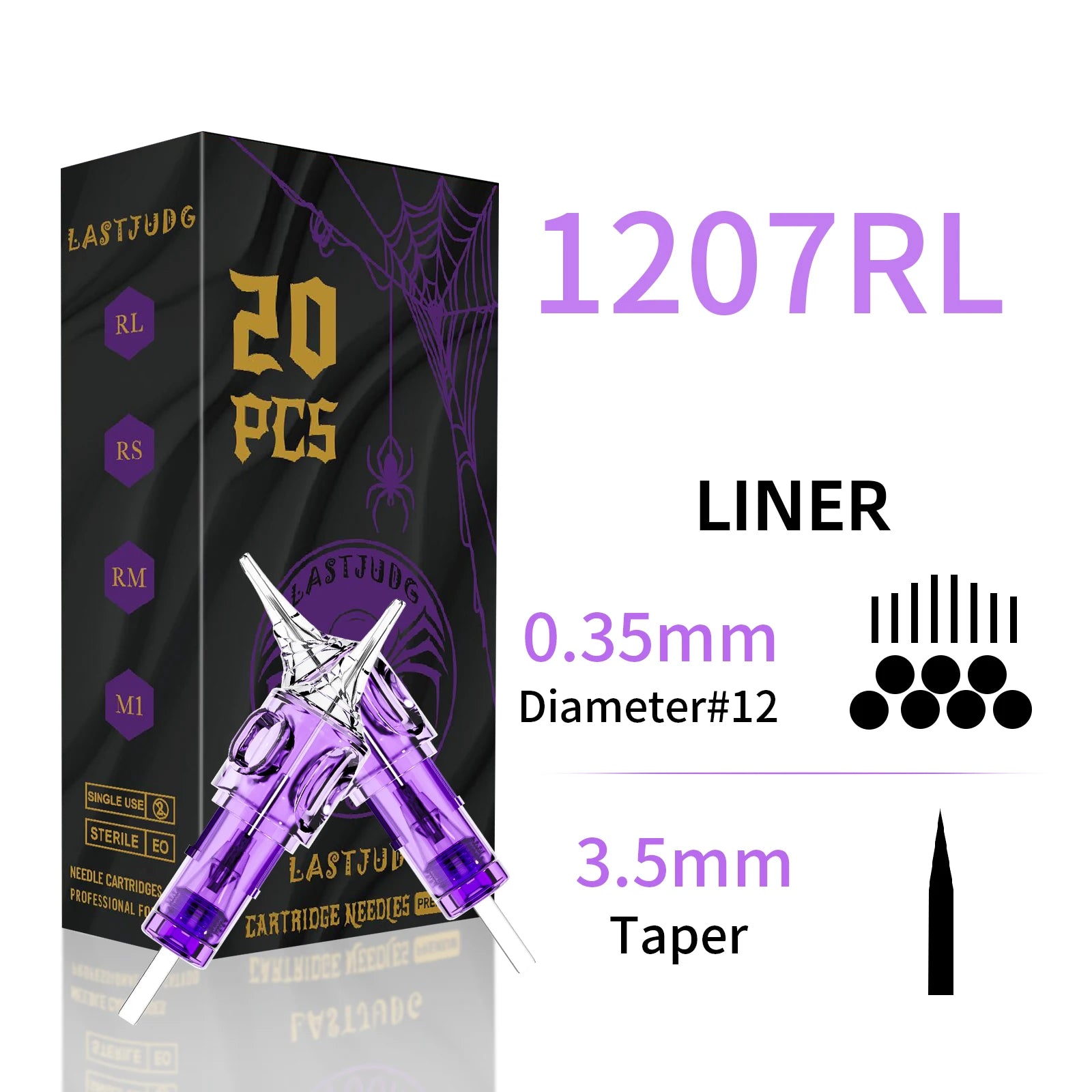 20pcsTB#12 Tattoo Needle Disposable Tattoo Cartridges RL/RS/M1/RM0.35mm Tattoo Needle Permanent Makeup Tattoo Tool with Membrane