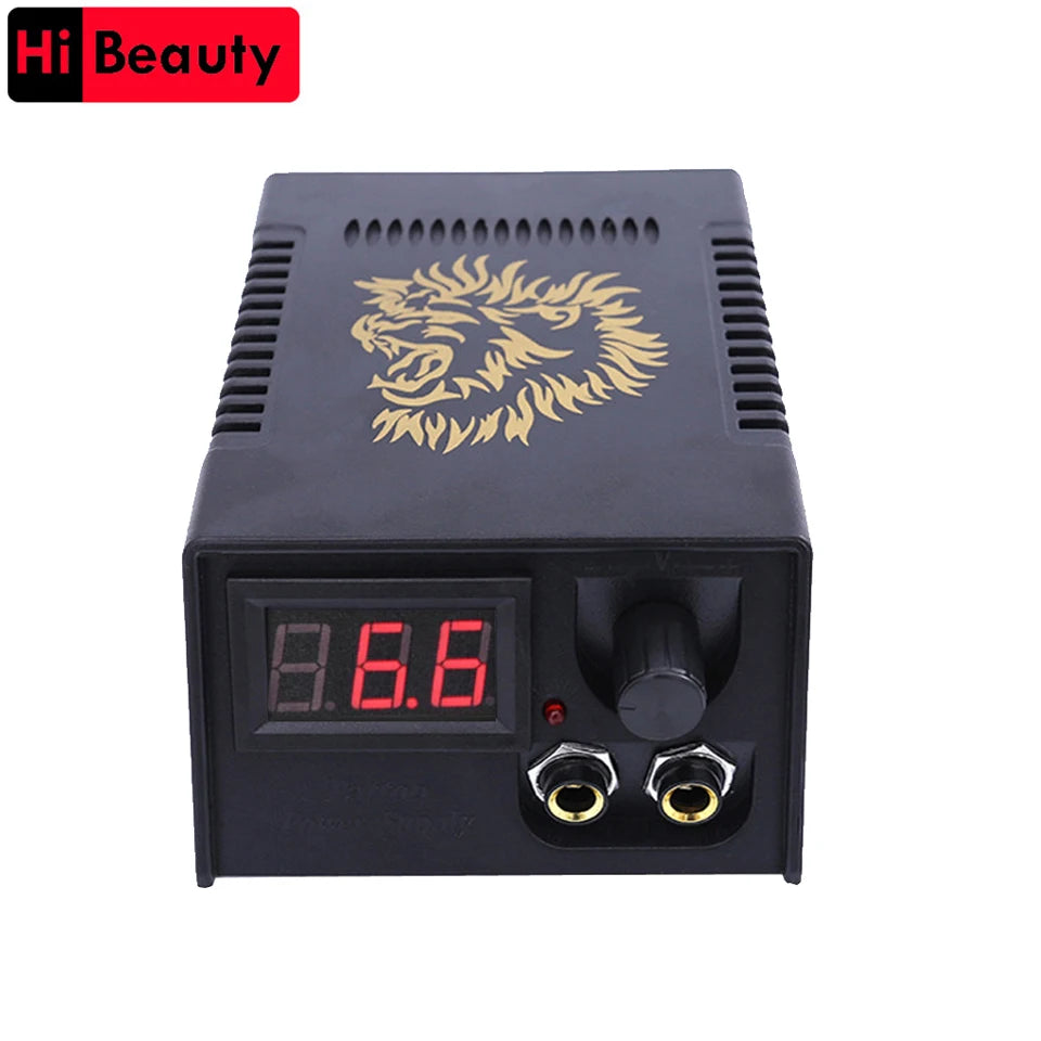 1 Set Lion Tattoo Power Supply With 3 LCD Digital Adjustable Tatu Power Adaptor Professional Tattoo Accessories Supplies