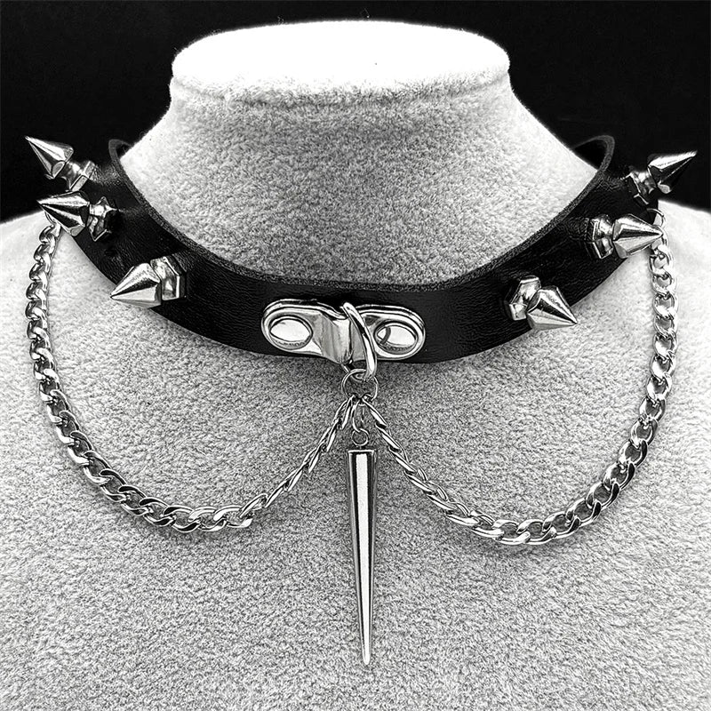 Gothic Spiked Chain Choker Collar