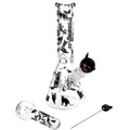 Pulsar Superstitious Kitty GLOW Glass Herb Pipe Duo - 9.75" / 14mm F