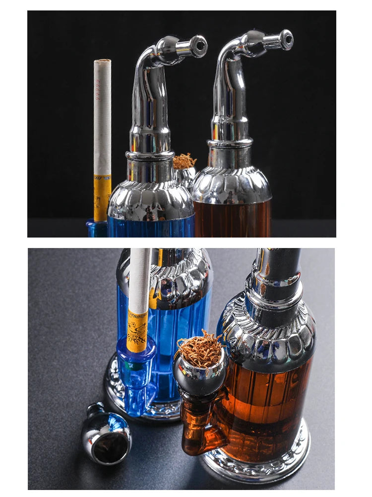 Newest Water Smoking Pipe Portable Circulation Cigarette Holder Shisha Hookah Cigarette Bottle Best Smoking Gift for Men Women