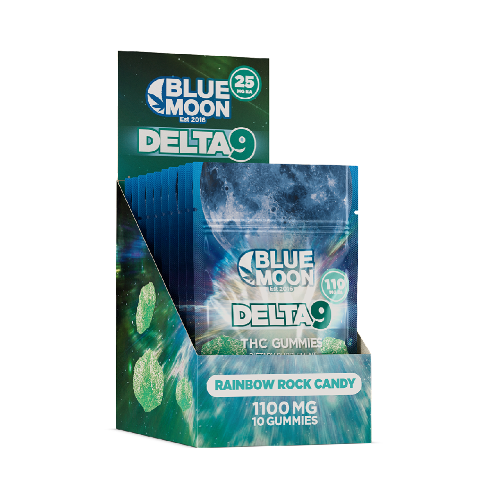 Delta 9 Rainbow Rock Candy Gummies 100mg- 10 Pack