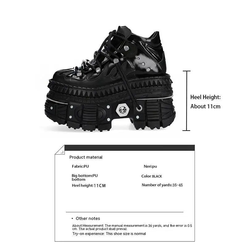 Black Gothic Chunky Platform High-Top Sneakers
