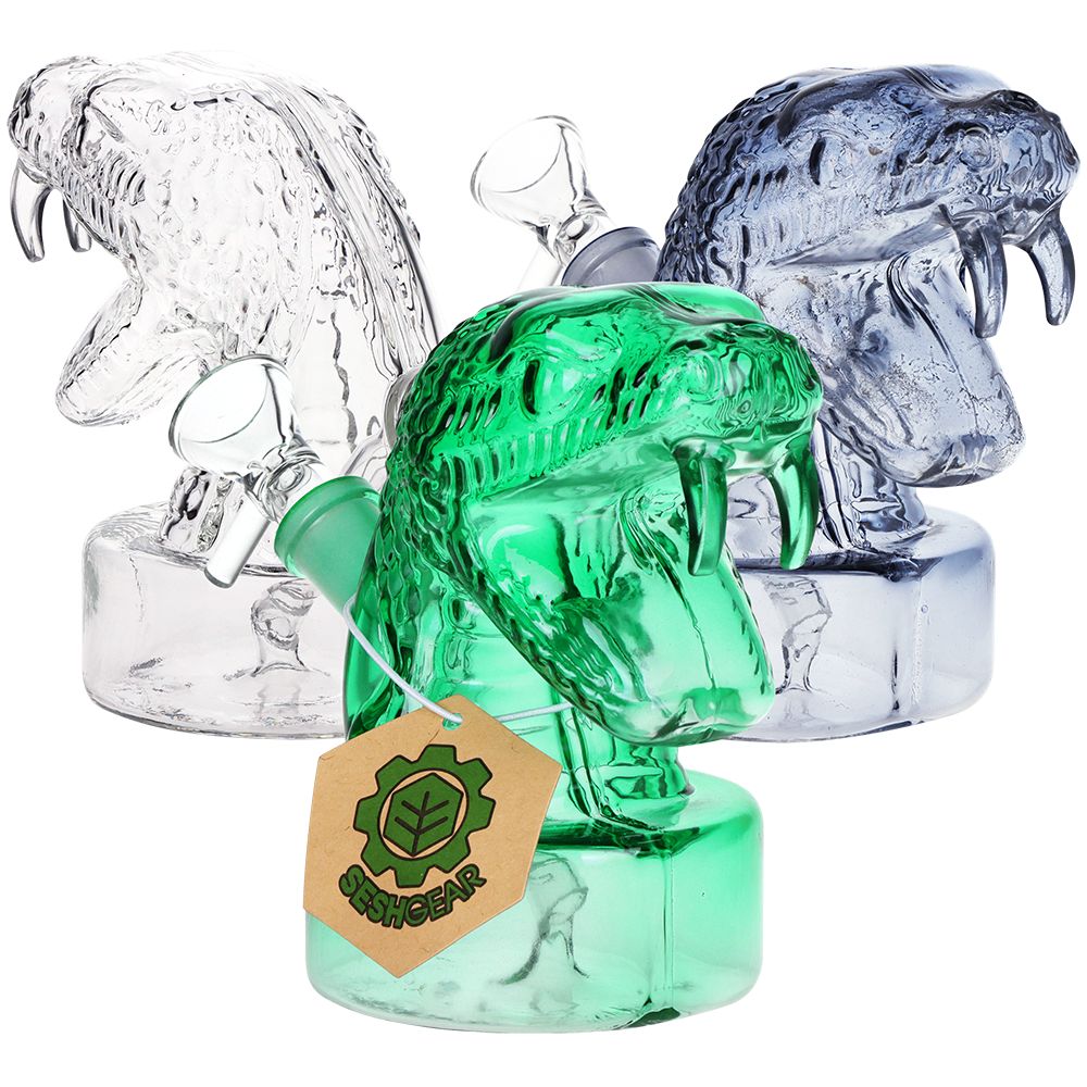 BUNDLE - SeshGear Striking Snake Glass Water Pipe - 4.75" / 14mm F / Assorted Colors 3ct