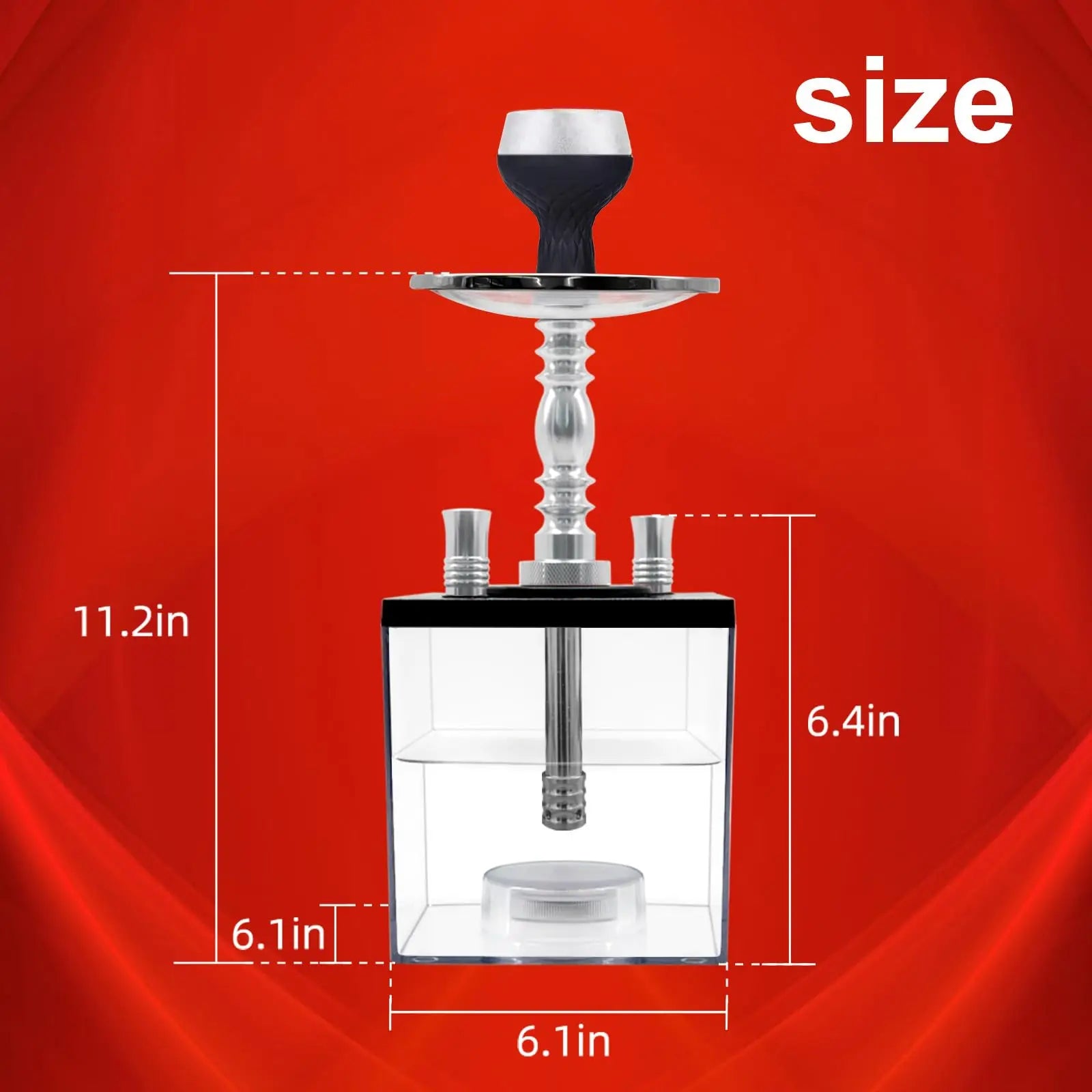 Complete Good Acrylic Hookah Cube Hookah 2 Hose Car Hookah Set Square Portable Mini  Set with All Qicha Accessories