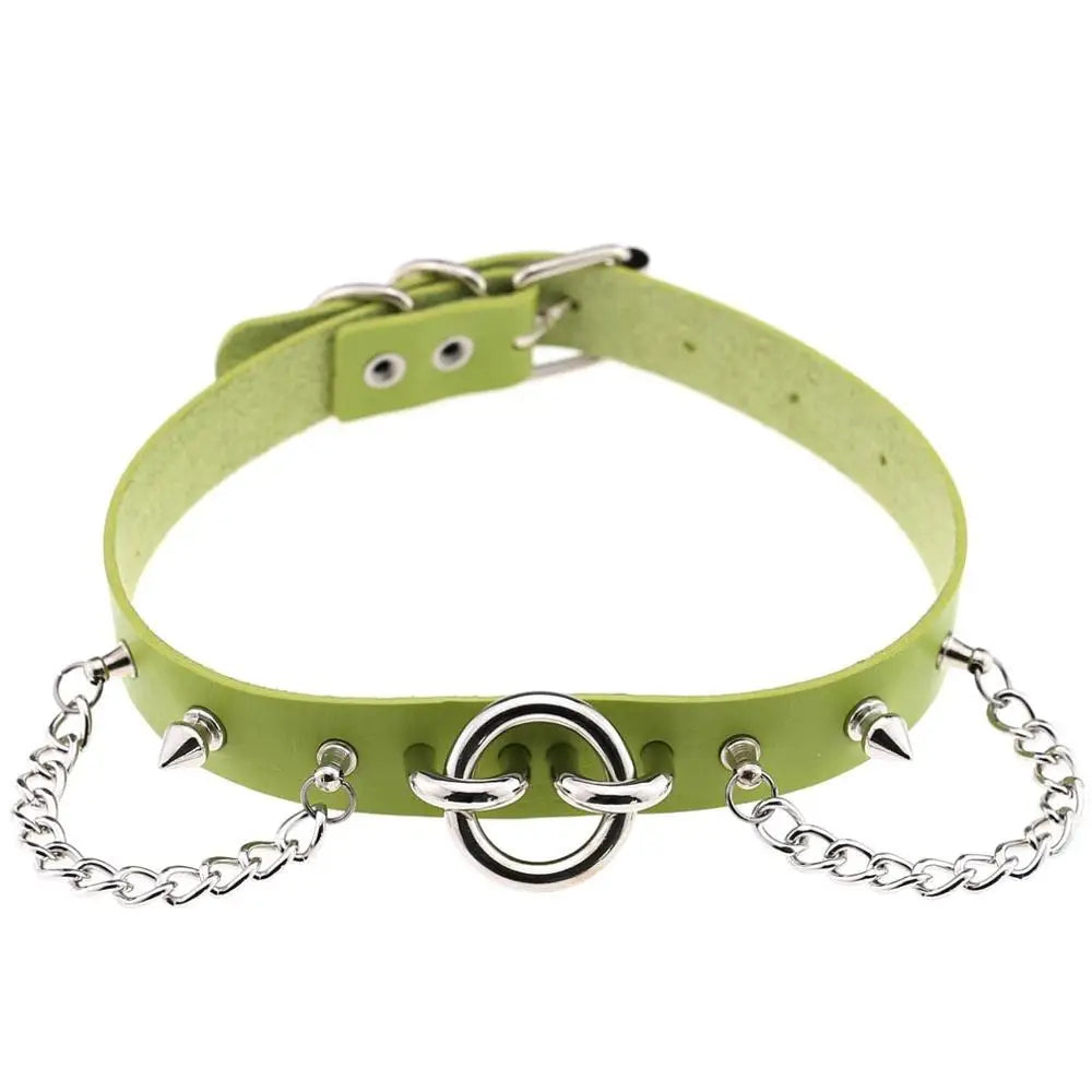 Gothic O-Ring & Chain Choker Collar