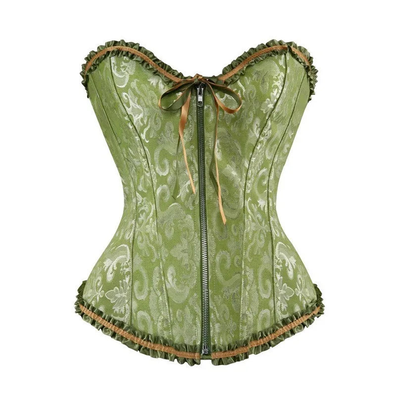 Vintage Gothic Jacquard Overbust Corset