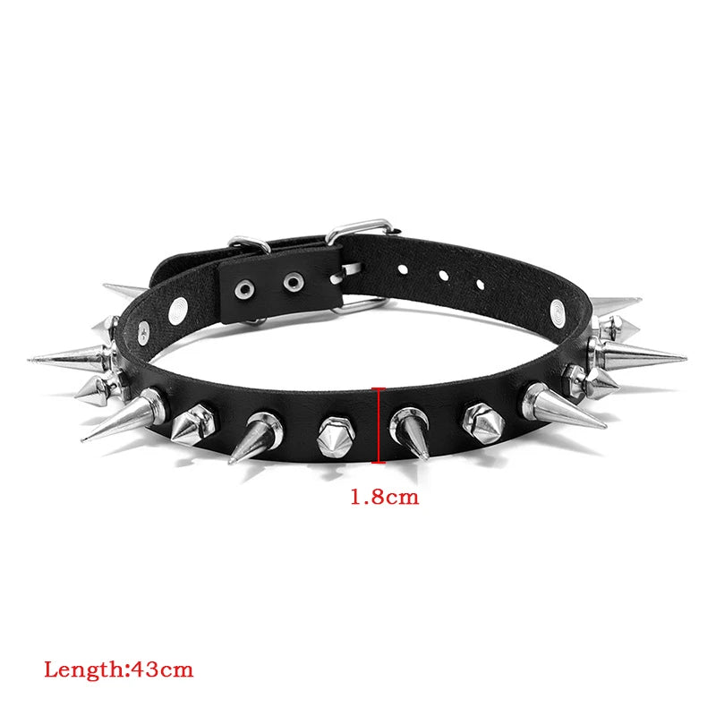 Punk Long Spike Studded Choker