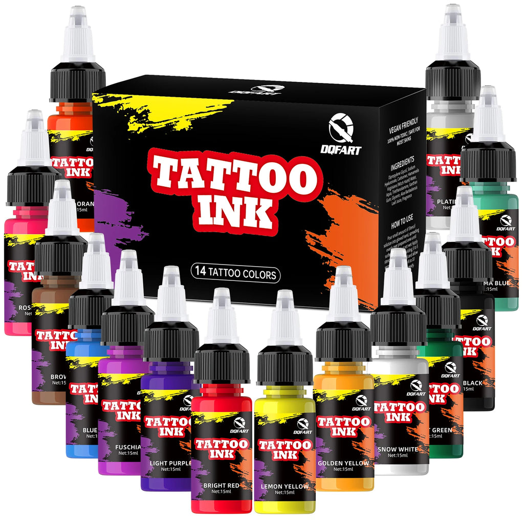 DQFART 14-Color 15ml Tattoo Ink Set