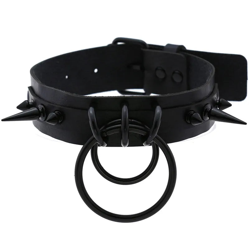 Gothic Spiked O-Ring Choker Collar