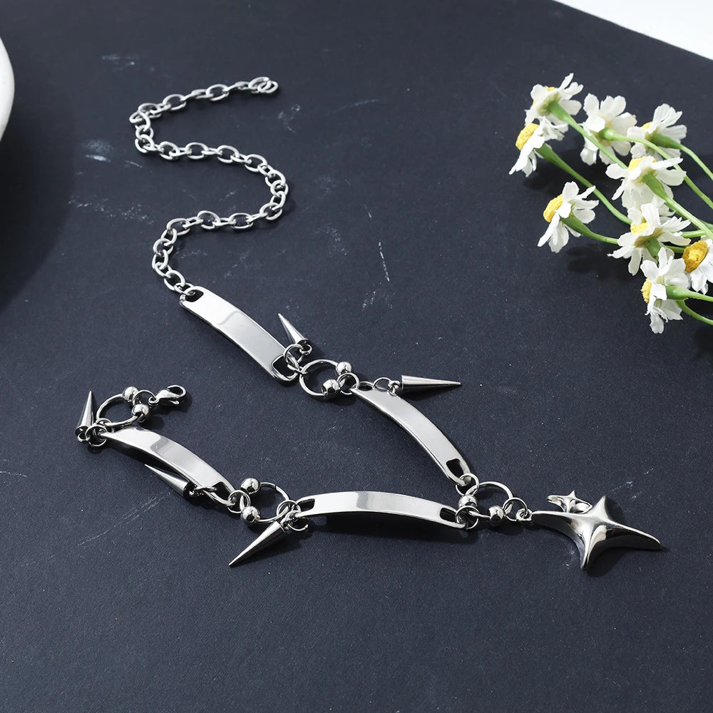 Y2K Punk Spike Star Pendant Necklace
