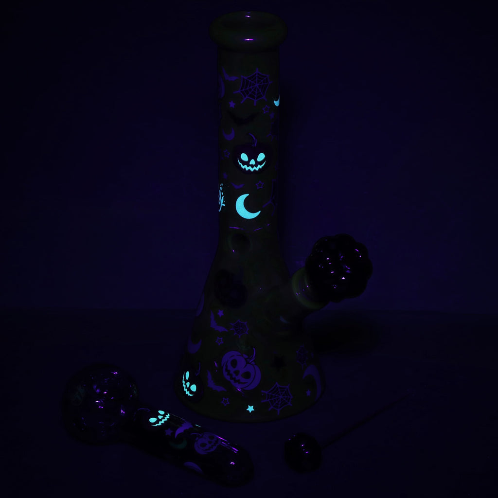Pulsar Halloween Party Herb Pipe Glow Duo- 10" / 14mm F