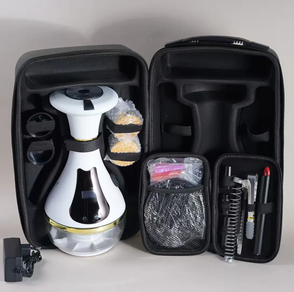 Deluxe Rechargeable Electronic Hookah Full Kit: Light Emitting Diode Touch Screen Electric Heating Hookah Non-Charcoal Tools