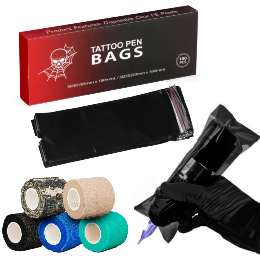 Tattoo Pen Covers with Tape Wrap