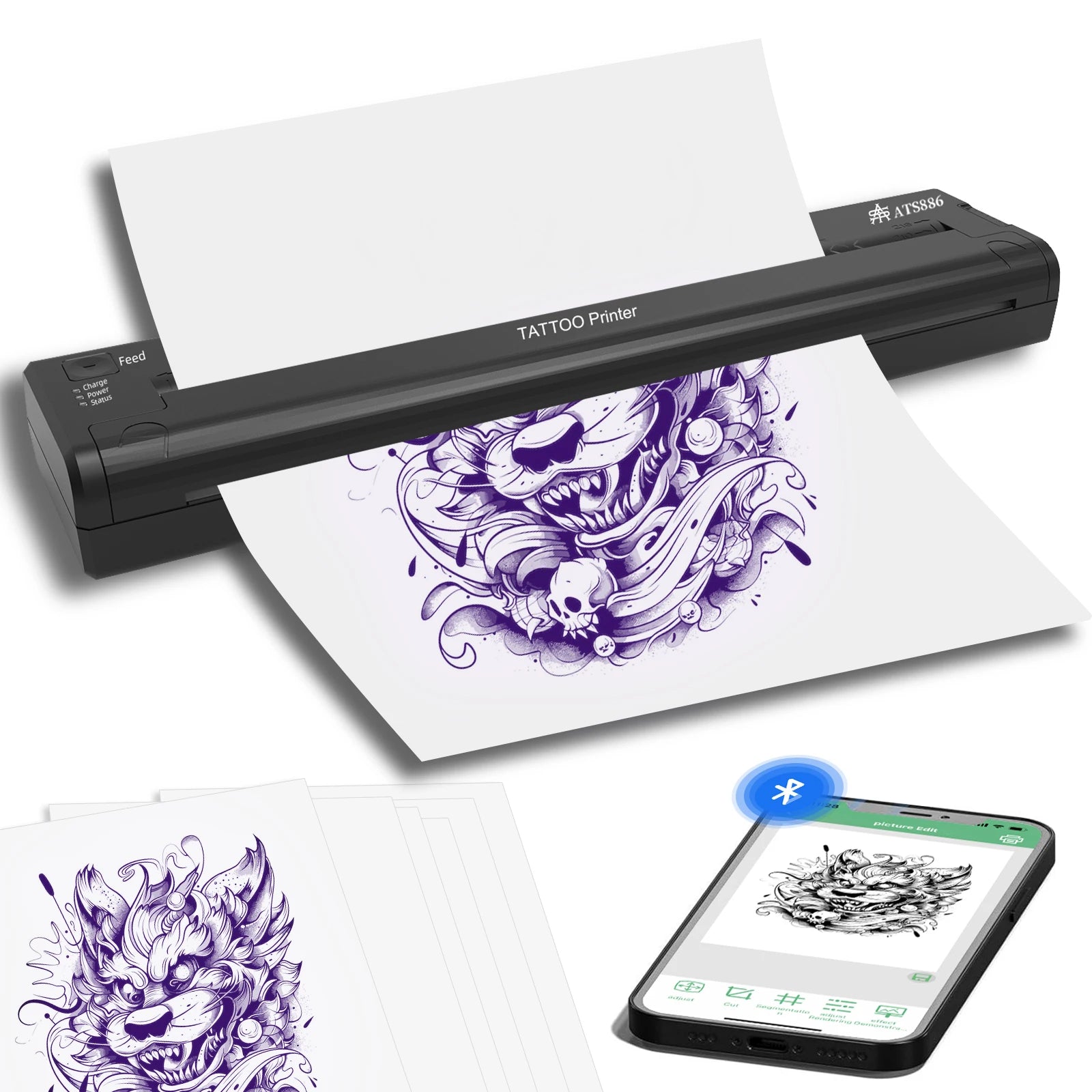 YILONG Tattoo Stencil Printer Thermal ATS886 Portable Transfe Machine for Tattoo Artists & Beginners Tattoo Supplies