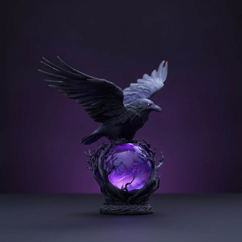 Gothic Raven Purple Crystal Ball LED Night Light