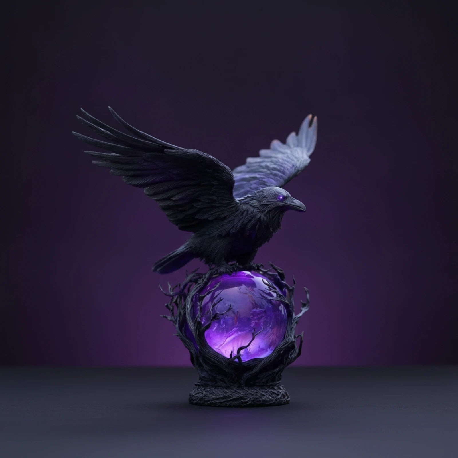 Gothic Raven Purple Crystal Ball LED Night Light