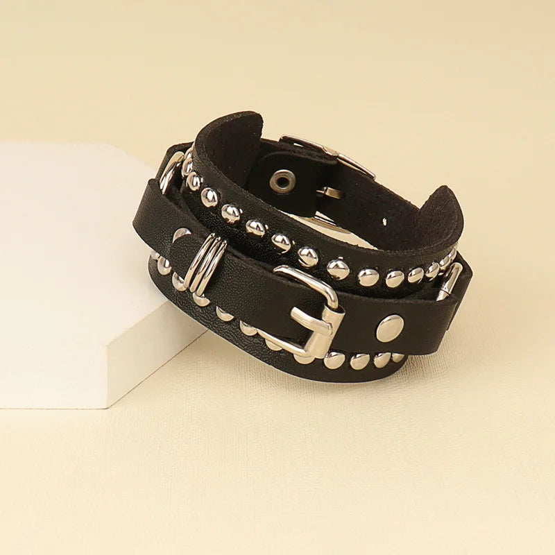 Leather Wristband Bracelet Cuff