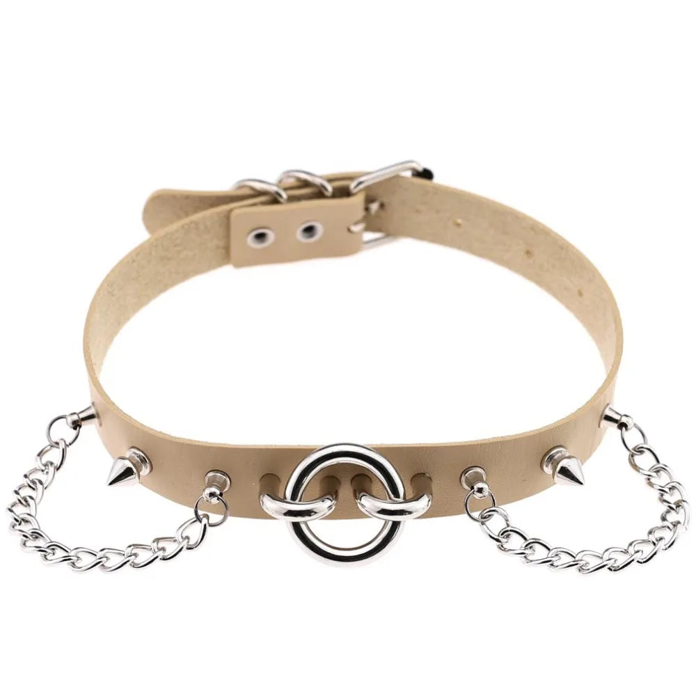 Gothic O-Ring & Chain Choker Collar