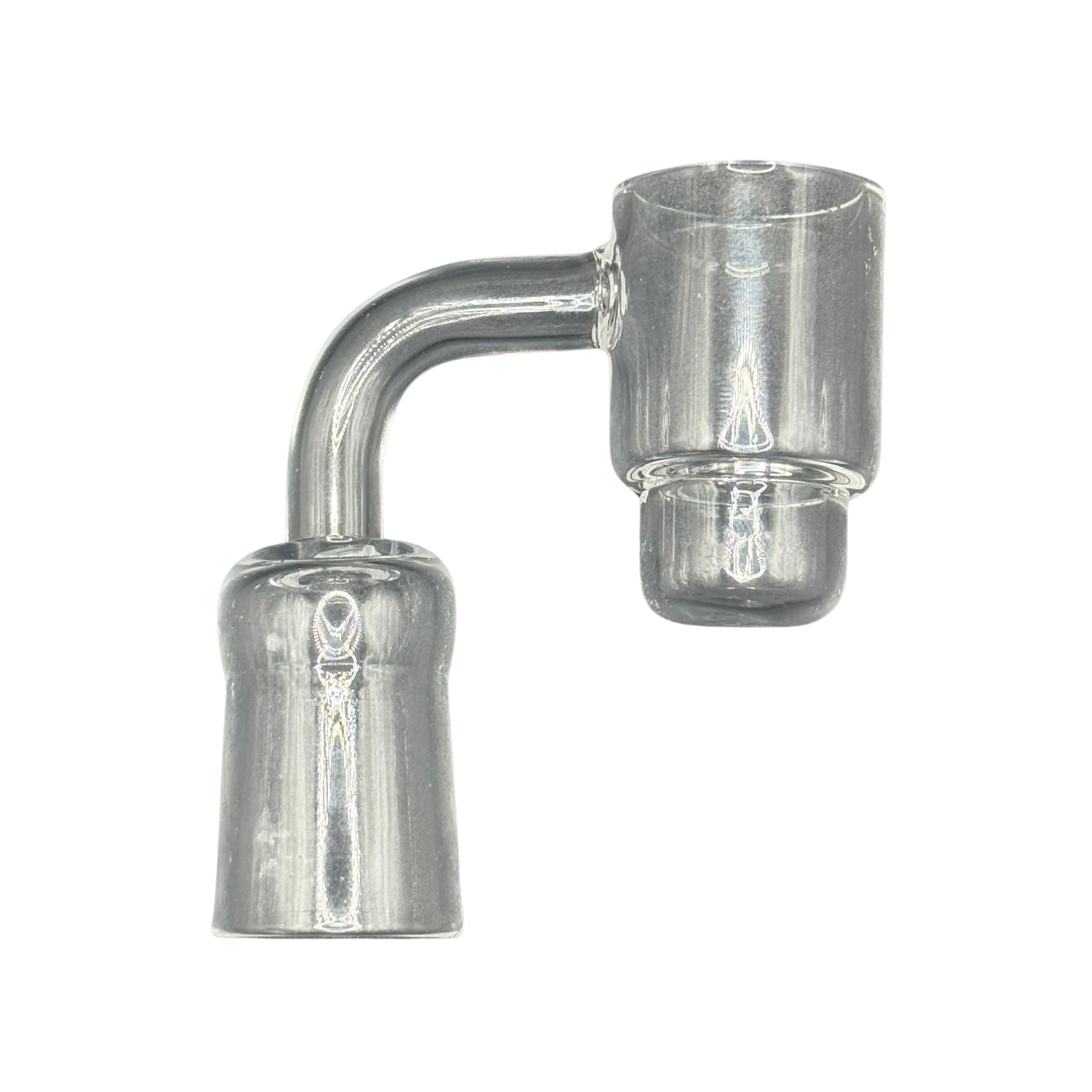 18mm Female 90° Quartz Banger with Bottom Dish – 25mm OD