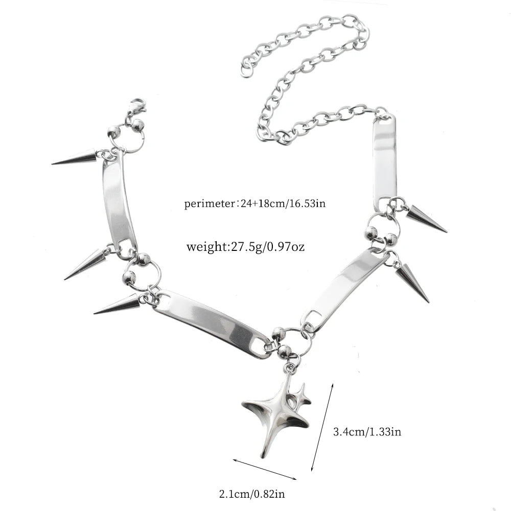 Y2K Punk Spike Star Pendant Necklace