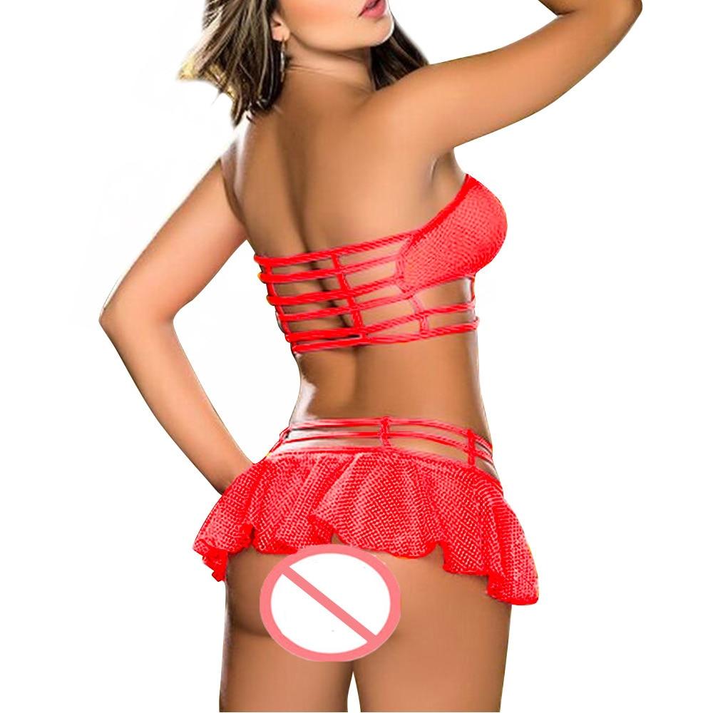 1Set Sexy Lingerie Corset Babydoll G-string Push Up Top
