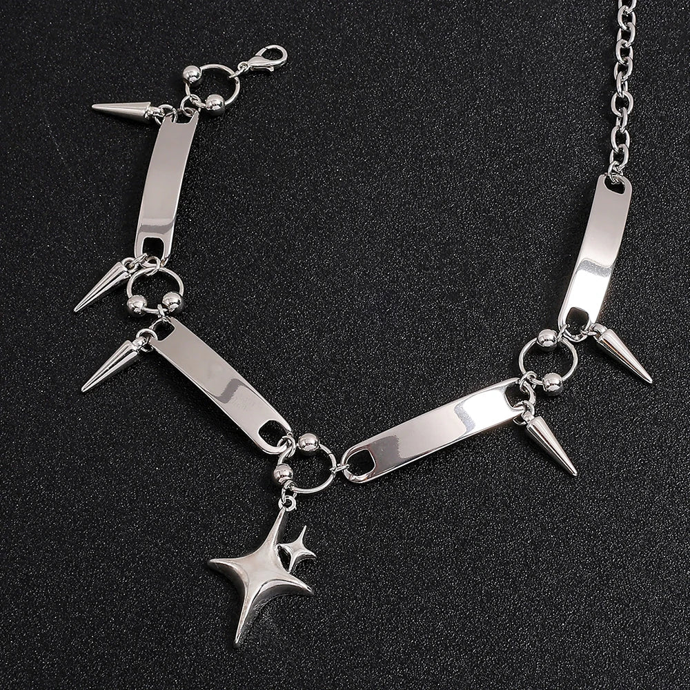 Y2K Punk Spike Star Chain Necklace