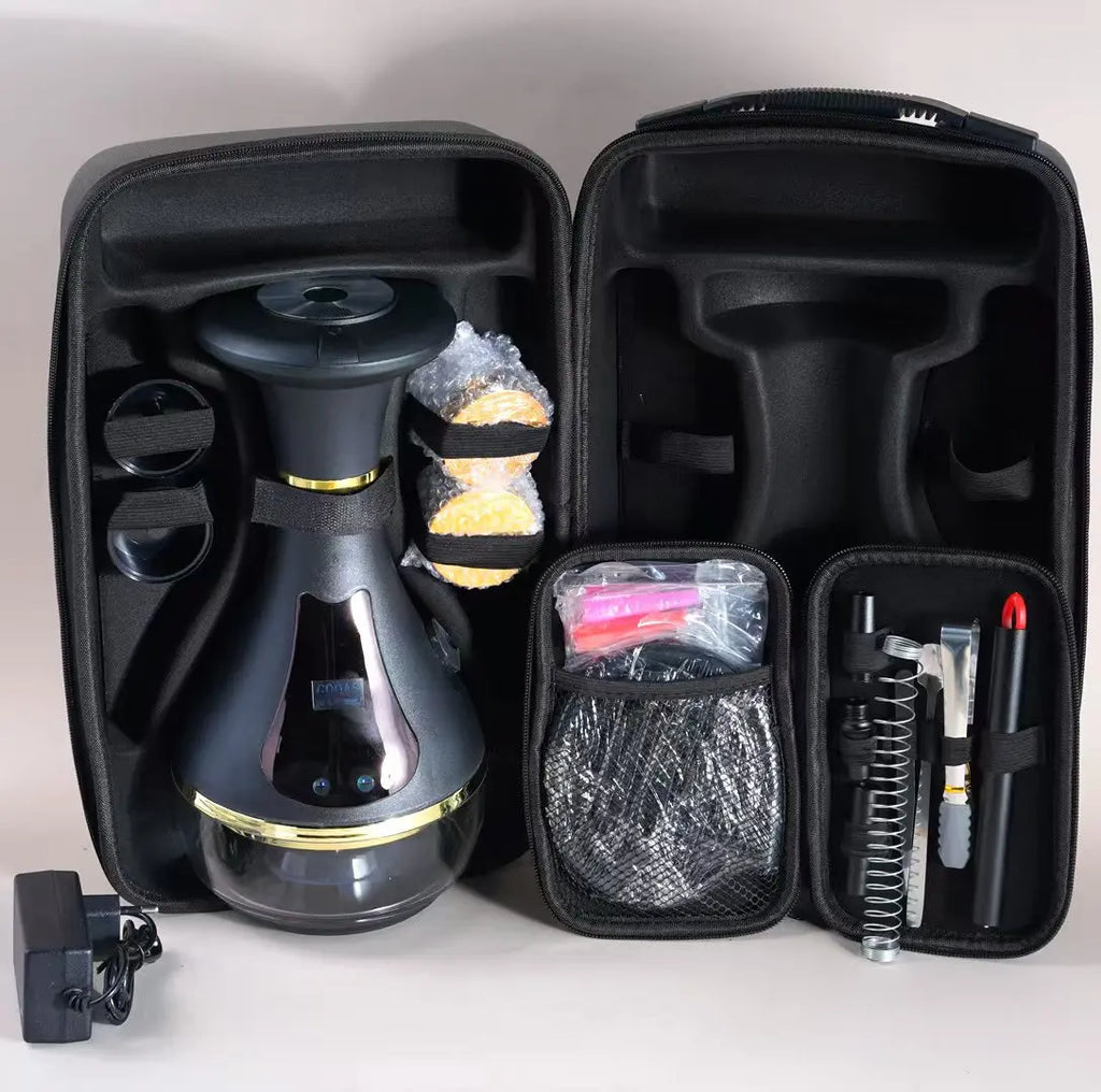 Deluxe Rechargeable Electronic Hookah Full Kit: Light Emitting Diode Touch Screen Electric Heating Hookah Non-Charcoal Tools