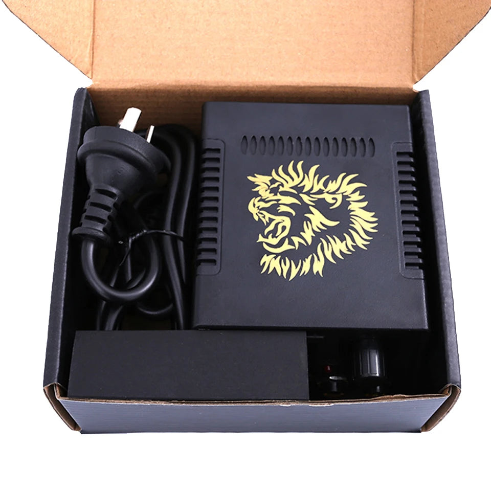 1 Set Lion Tattoo Power Supply With 3 LCD Digital Adjustable Tatu Power Adaptor Professional Tattoo Accessories Supplies