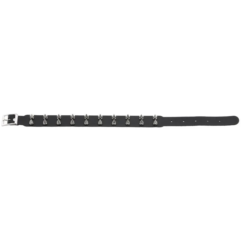Double Row Rivet Spike Leather Choker